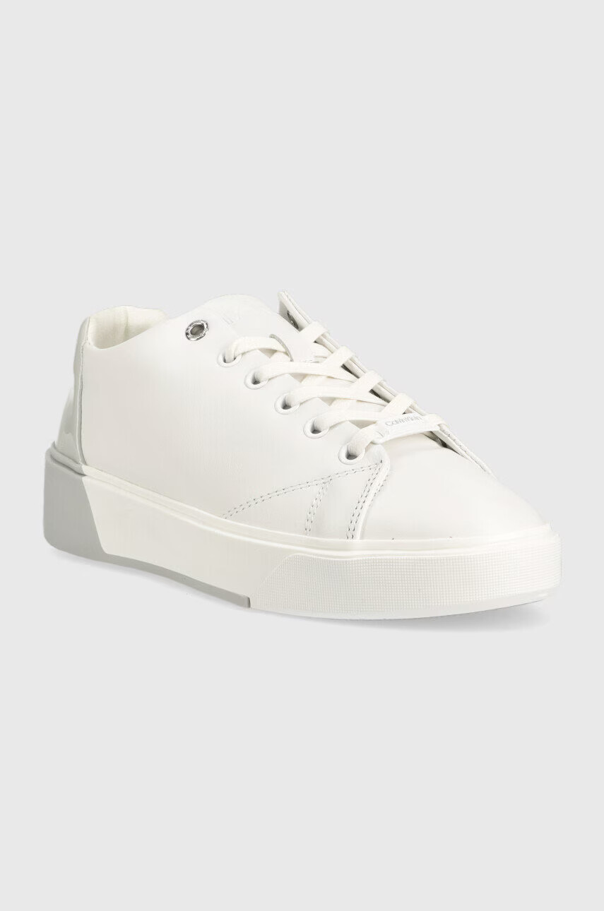 Calvin Klein Кожени маратонки Heel Cupsole Lace Up в бяло - Pepit.bg