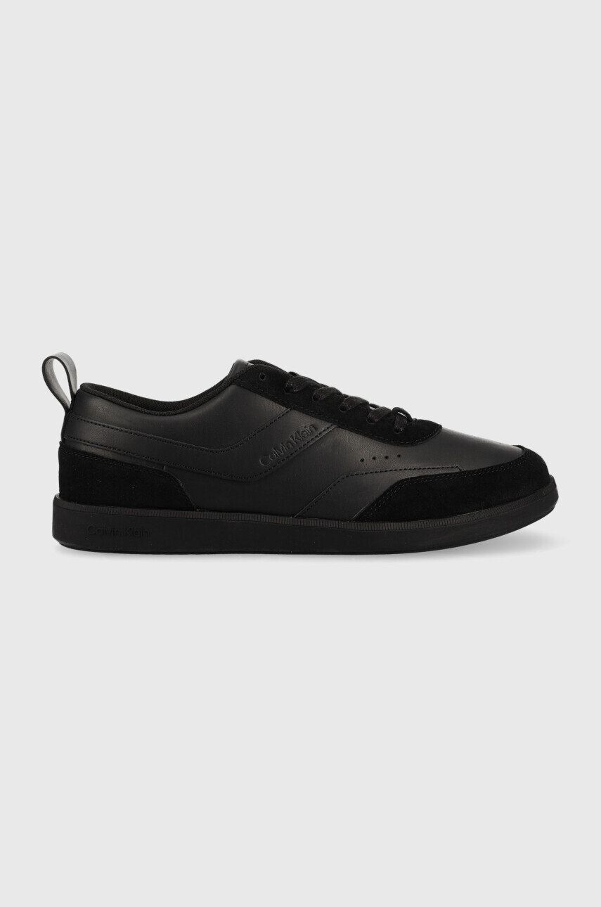 Calvin Klein Кожени маратонки HM0HM00851 LOW TOP LACE UP LTH MIX в черно - Pepit.bg