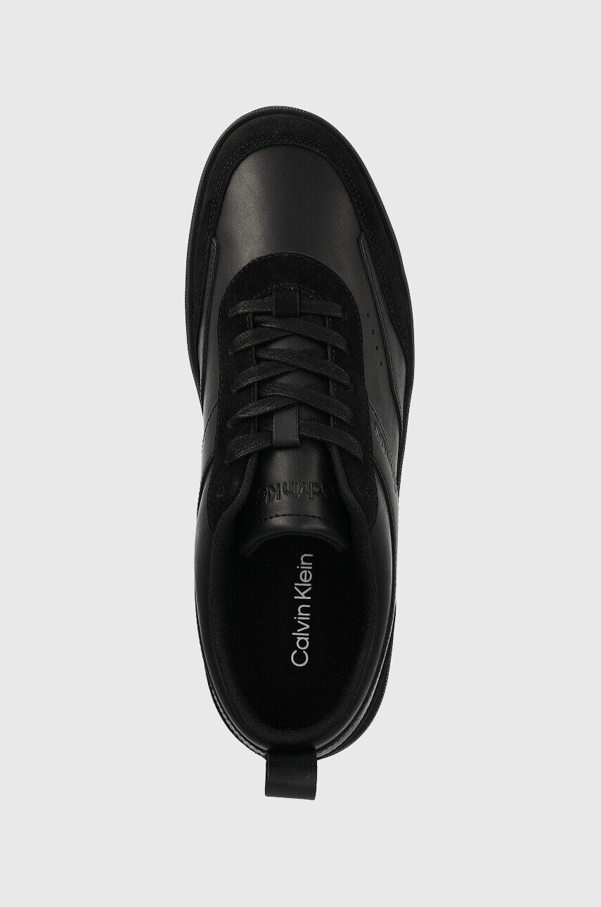 Calvin Klein Кожени маратонки HM0HM00851 LOW TOP LACE UP LTH MIX в черно - Pepit.bg