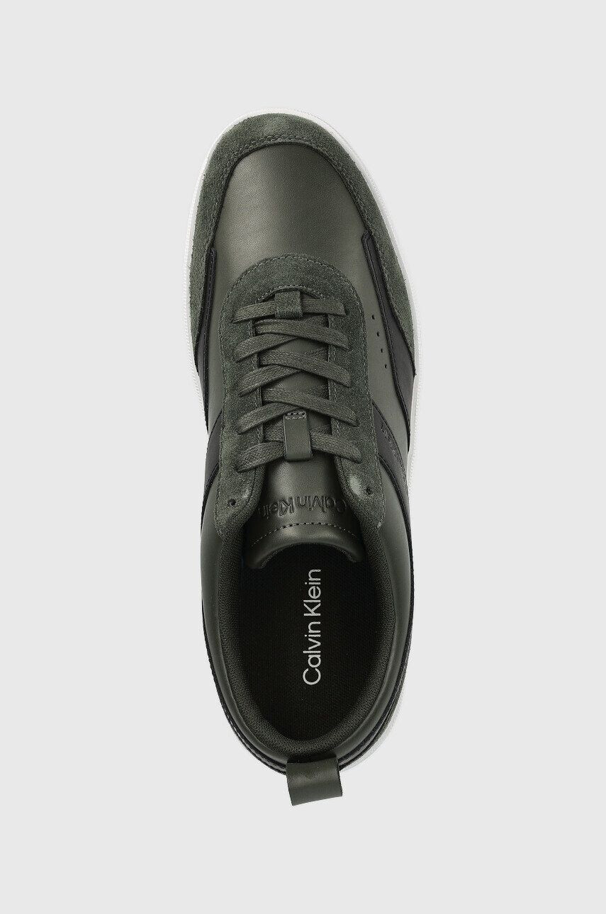 Calvin Klein Кожени маратонки HM0HM00851 LOW TOP LACE UP LTH MIX в зелено - Pepit.bg