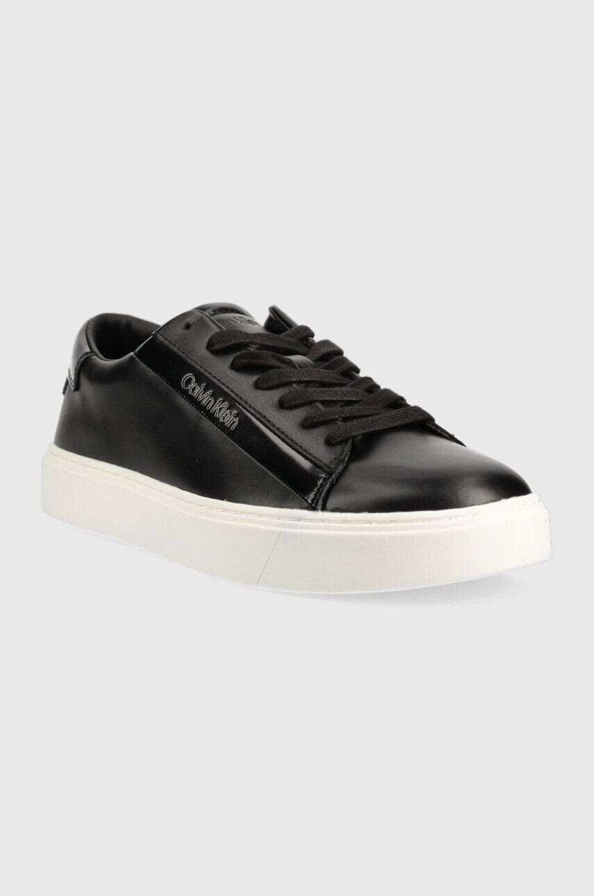 Calvin Klein Кожени маратонки Hm0hm00861 Low Top Lace Up Lth в черно - Pepit.bg