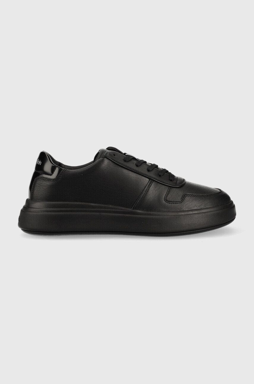 Calvin Klein Кожени маратонки HM0HM00992 LOW TOP LACE UP PIPING в черно - Pepit.bg