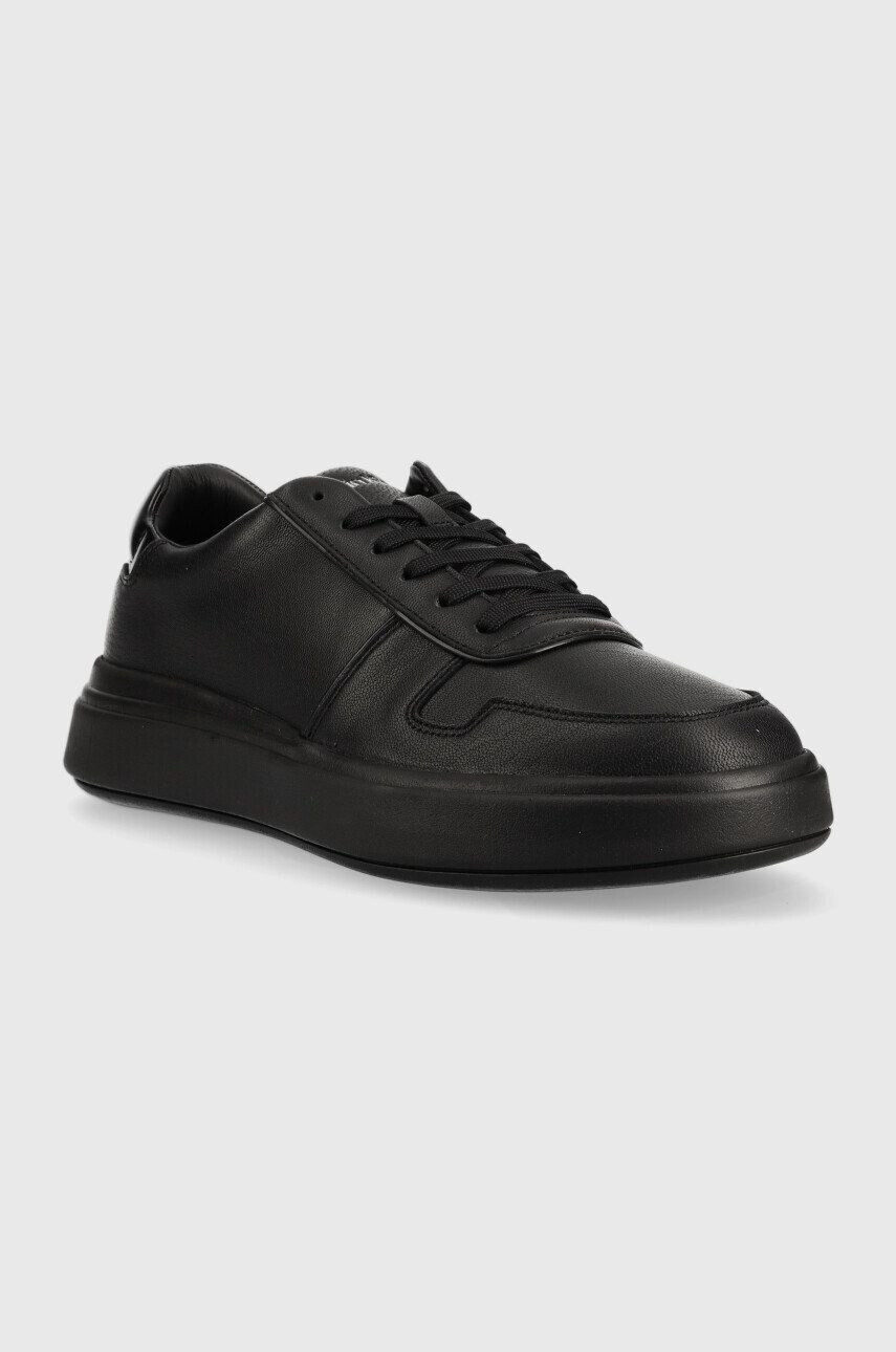 Calvin Klein Кожени маратонки HM0HM00992 LOW TOP LACE UP PIPING в черно - Pepit.bg