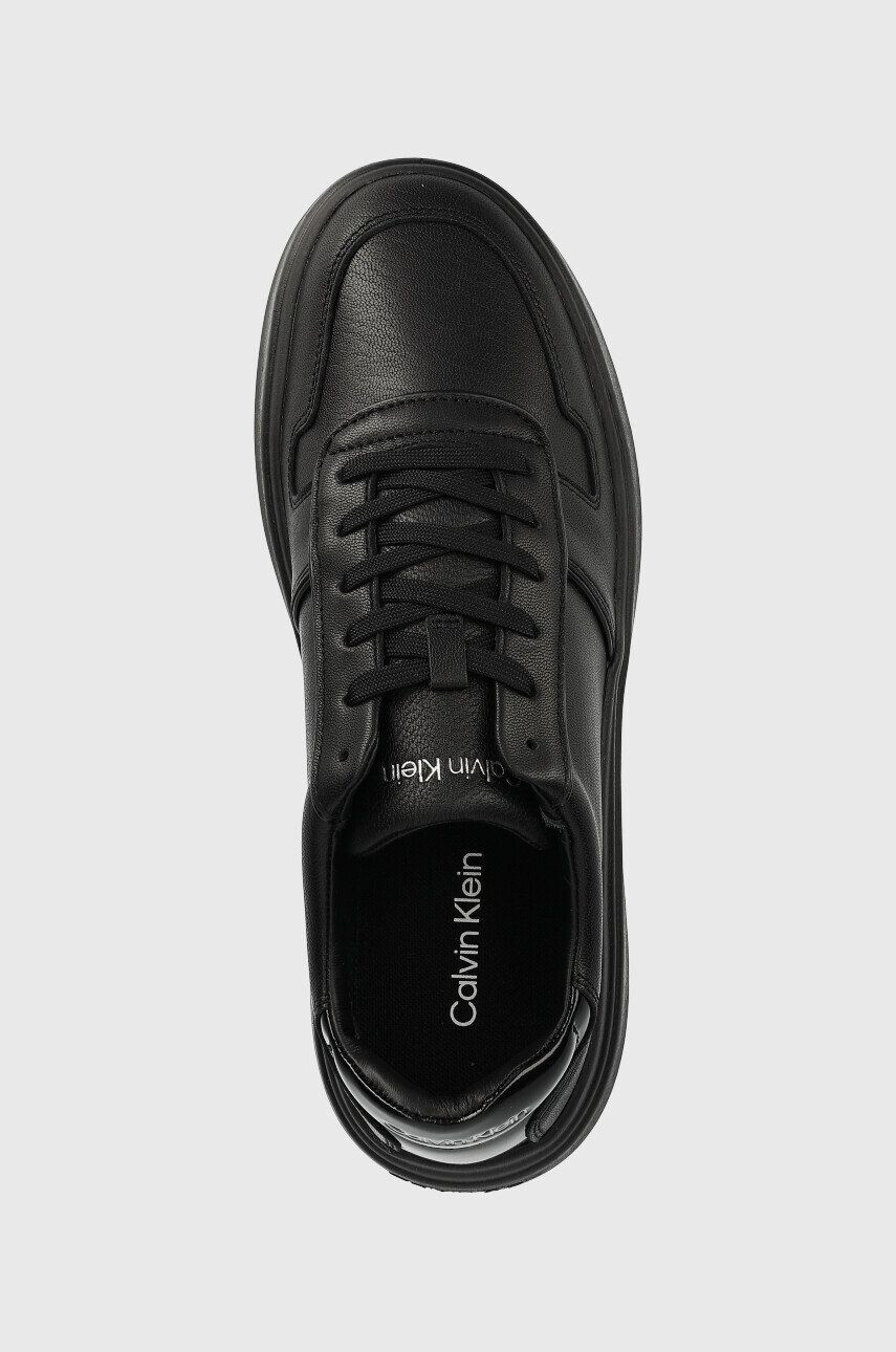 Calvin Klein Кожени маратонки HM0HM00992 LOW TOP LACE UP PIPING в черно - Pepit.bg