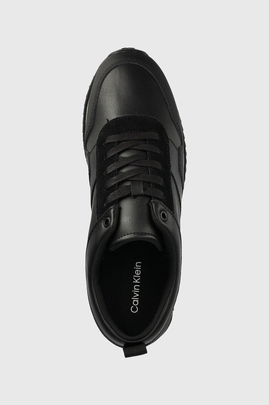 Calvin Klein Кожени маратонки HM0HM00998 LOW TOP LACE UP LTH в черно - Pepit.bg