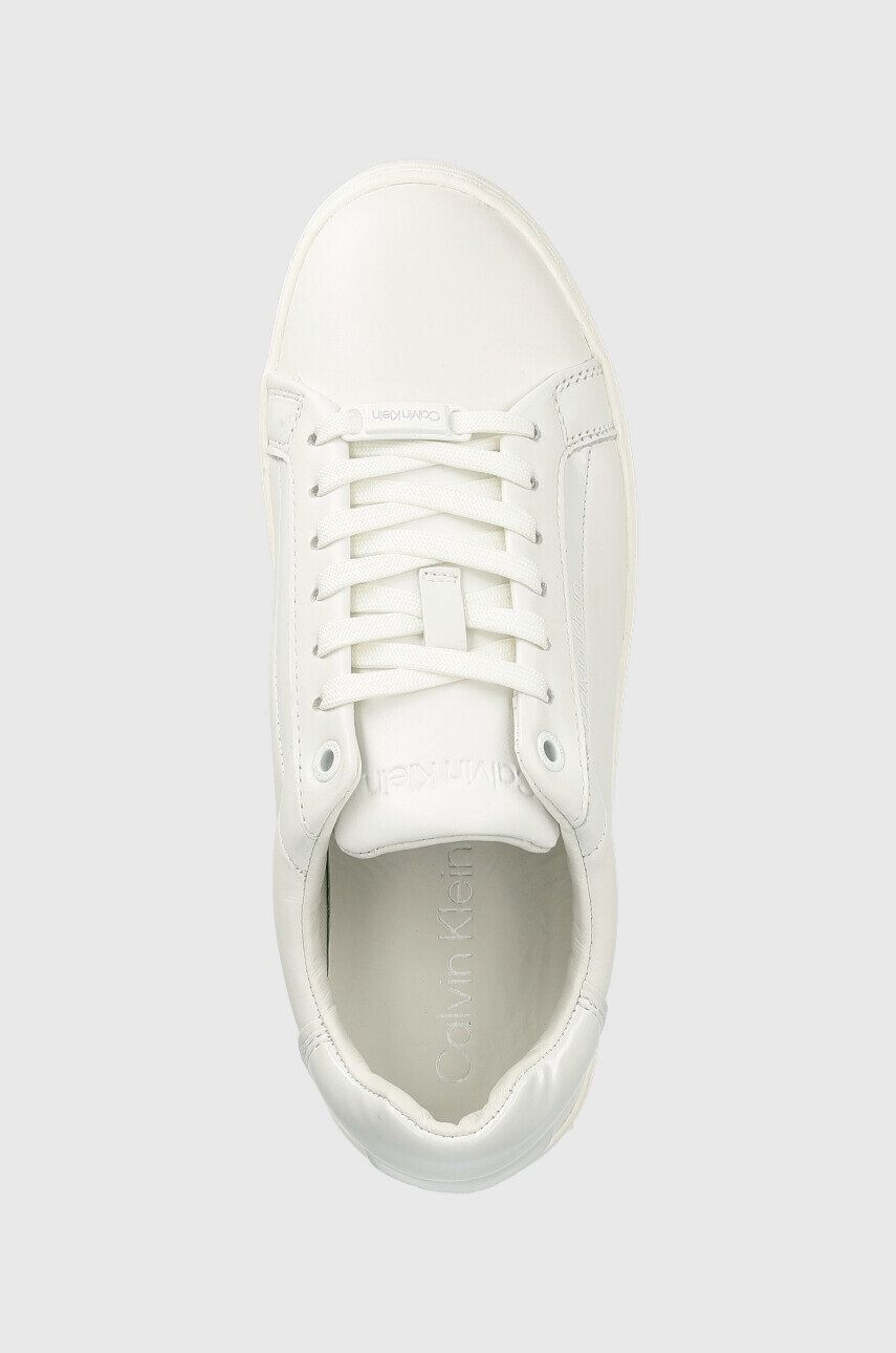 Calvin Klein Кожени маратонки HW0HW01353 LOGO CUPSOLE LACE UP в бяло - Pepit.bg