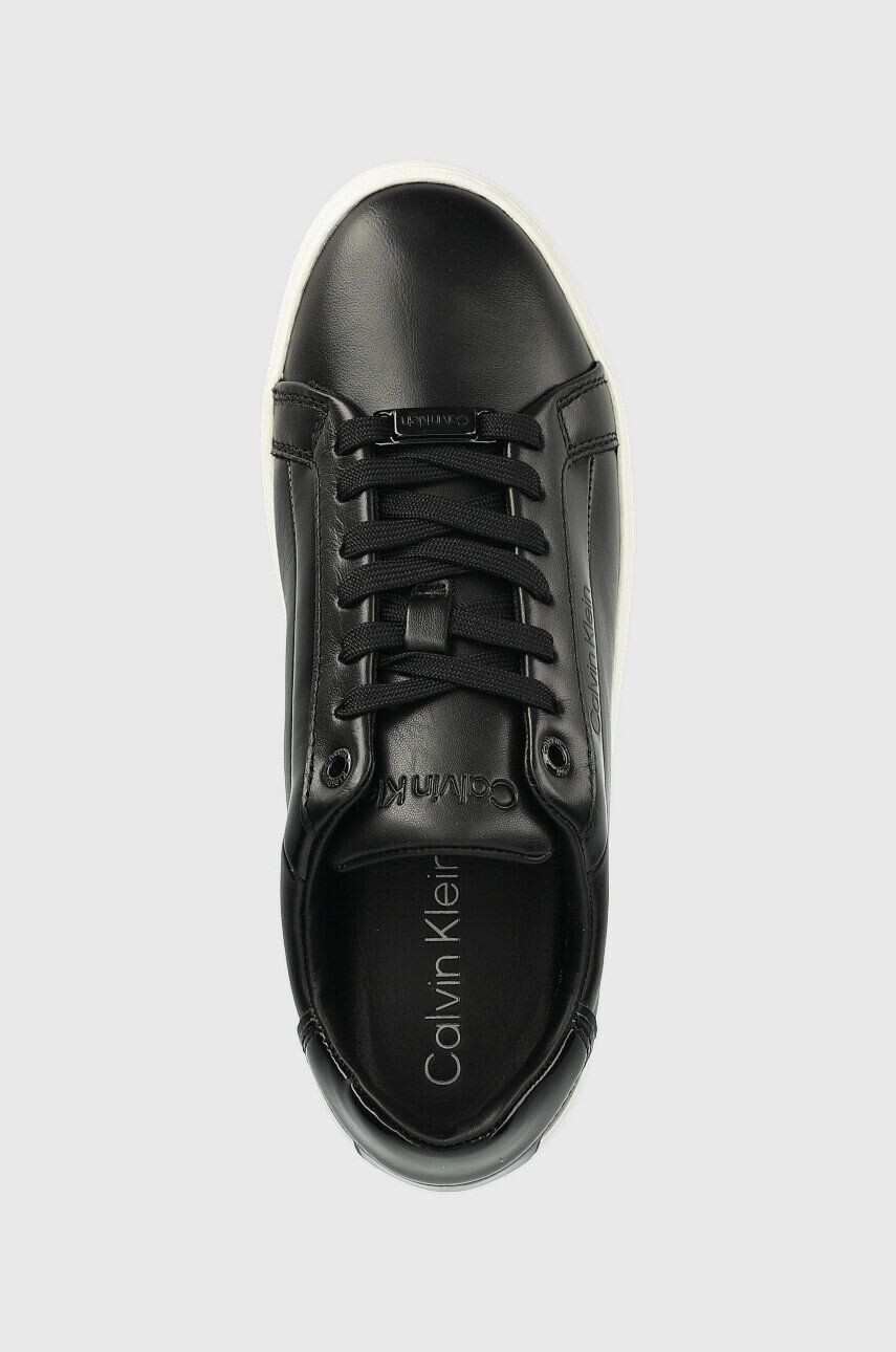 Calvin Klein Кожени маратонки HW0HW01353 LOGO CUPSOLE LACE UP в черно - Pepit.bg