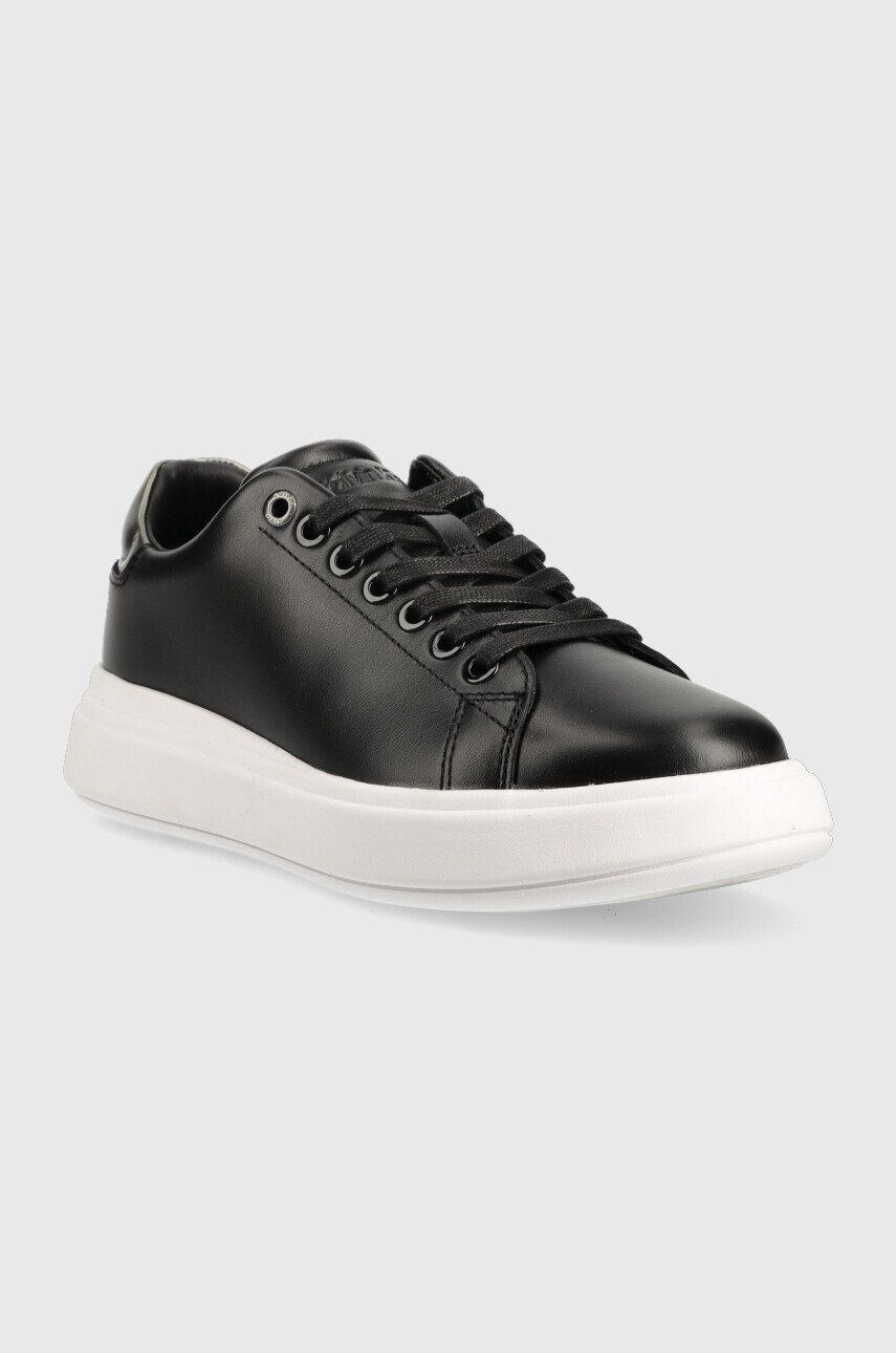 Calvin Klein Кожени маратонки Hw0hw01517 Raised Cupsole Lace Up в черно - Pepit.bg