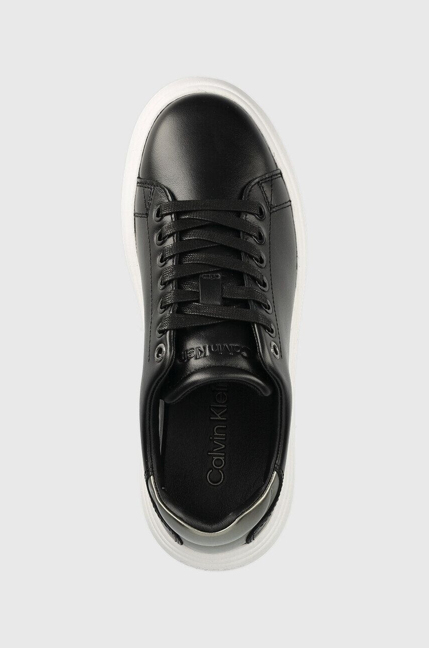 Calvin Klein Кожени маратонки Hw0hw01517 Raised Cupsole Lace Up в черно - Pepit.bg