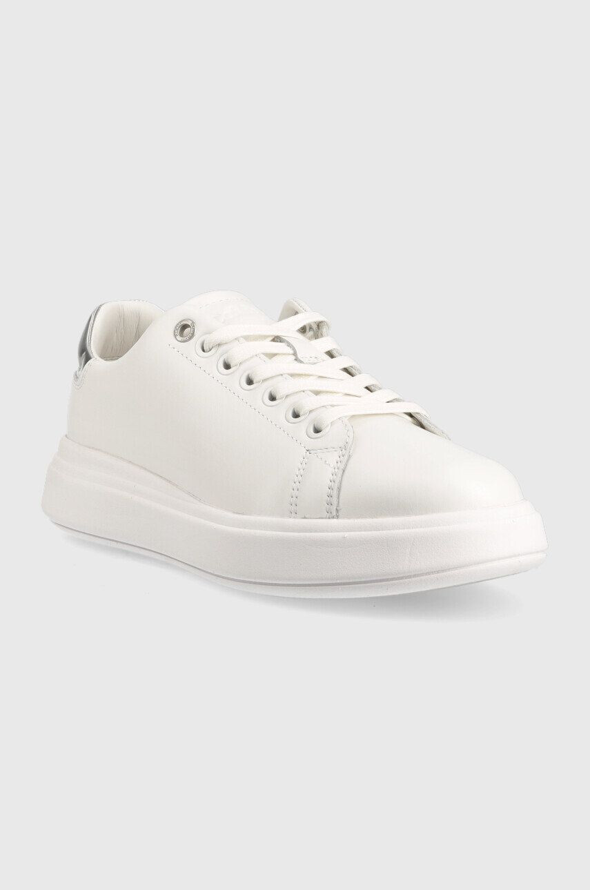 Calvin Klein Кожени маратонки Hw0hw01517 Raised Cupsole Lace Up в бяло - Pepit.bg