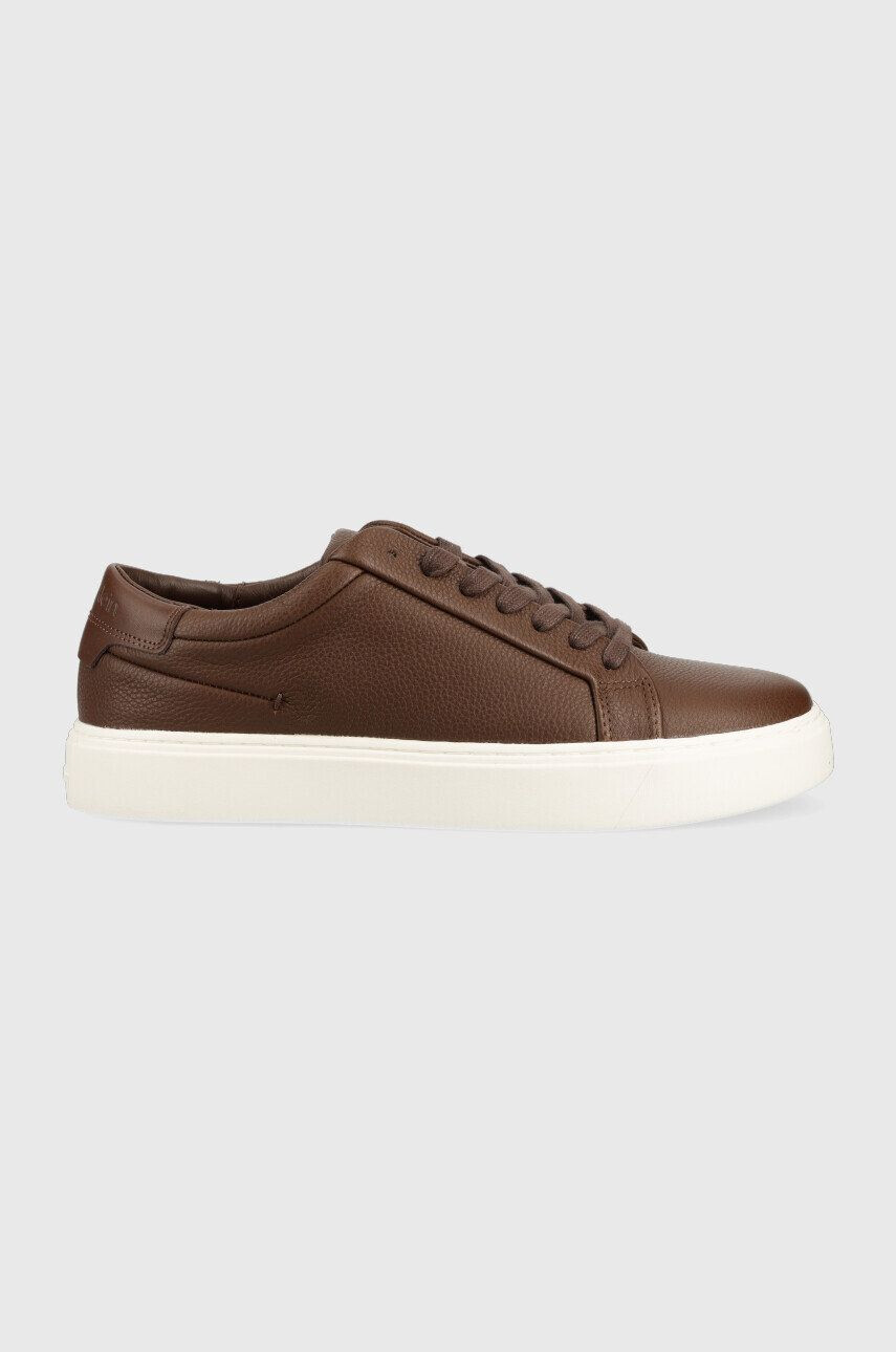 Calvin Klein Кожени маратонки Low Top Lace Up Lth в кафяво - Pepit.bg