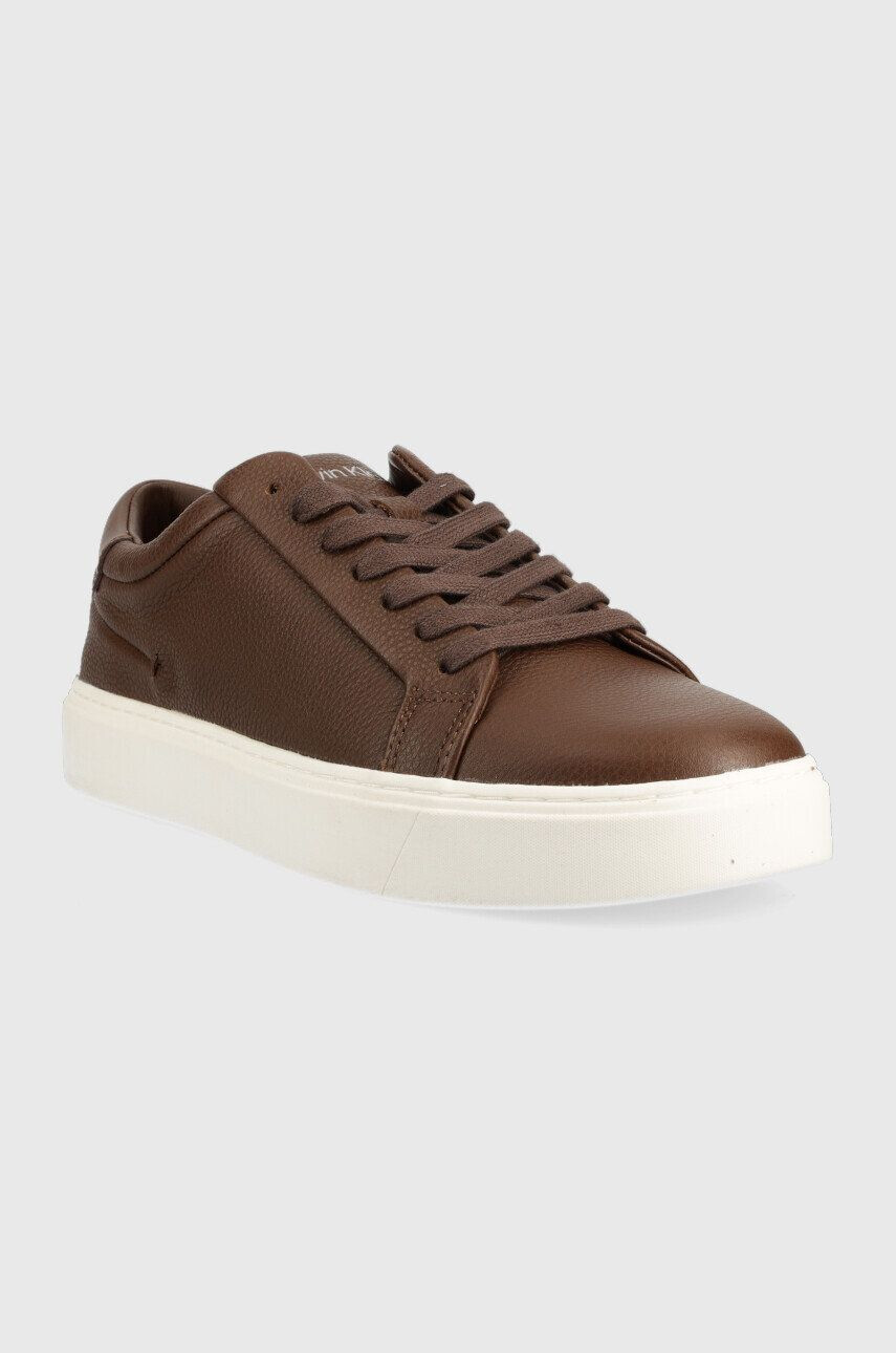 Calvin Klein Кожени маратонки Low Top Lace Up Lth в кафяво - Pepit.bg