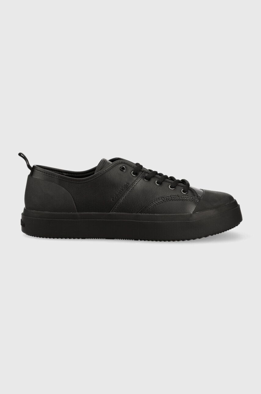 Calvin Klein Кожени маратонки LOW TOP LACE UP LTH в черно HM0HM01045 - Pepit.bg