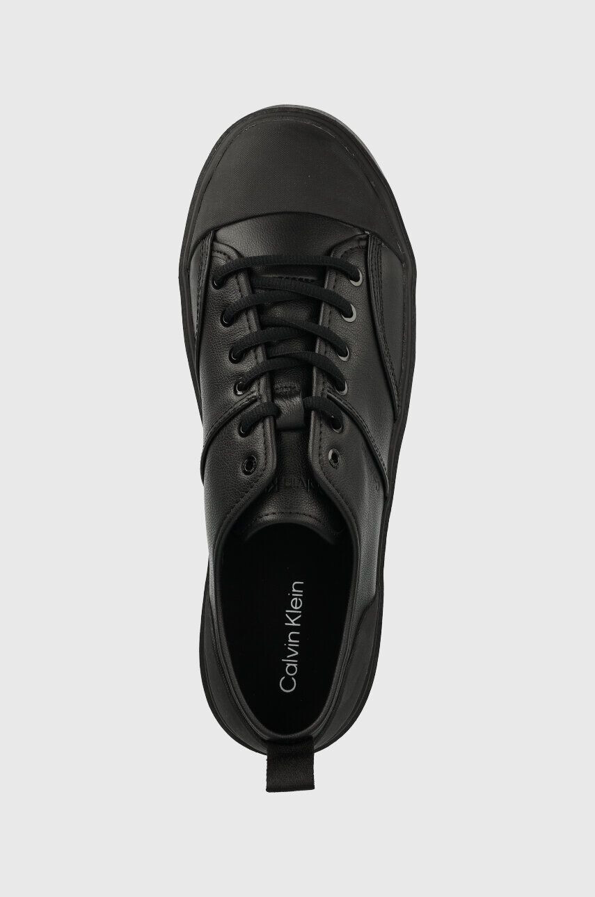 Calvin Klein Кожени маратонки LOW TOP LACE UP LTH в черно HM0HM01045 - Pepit.bg