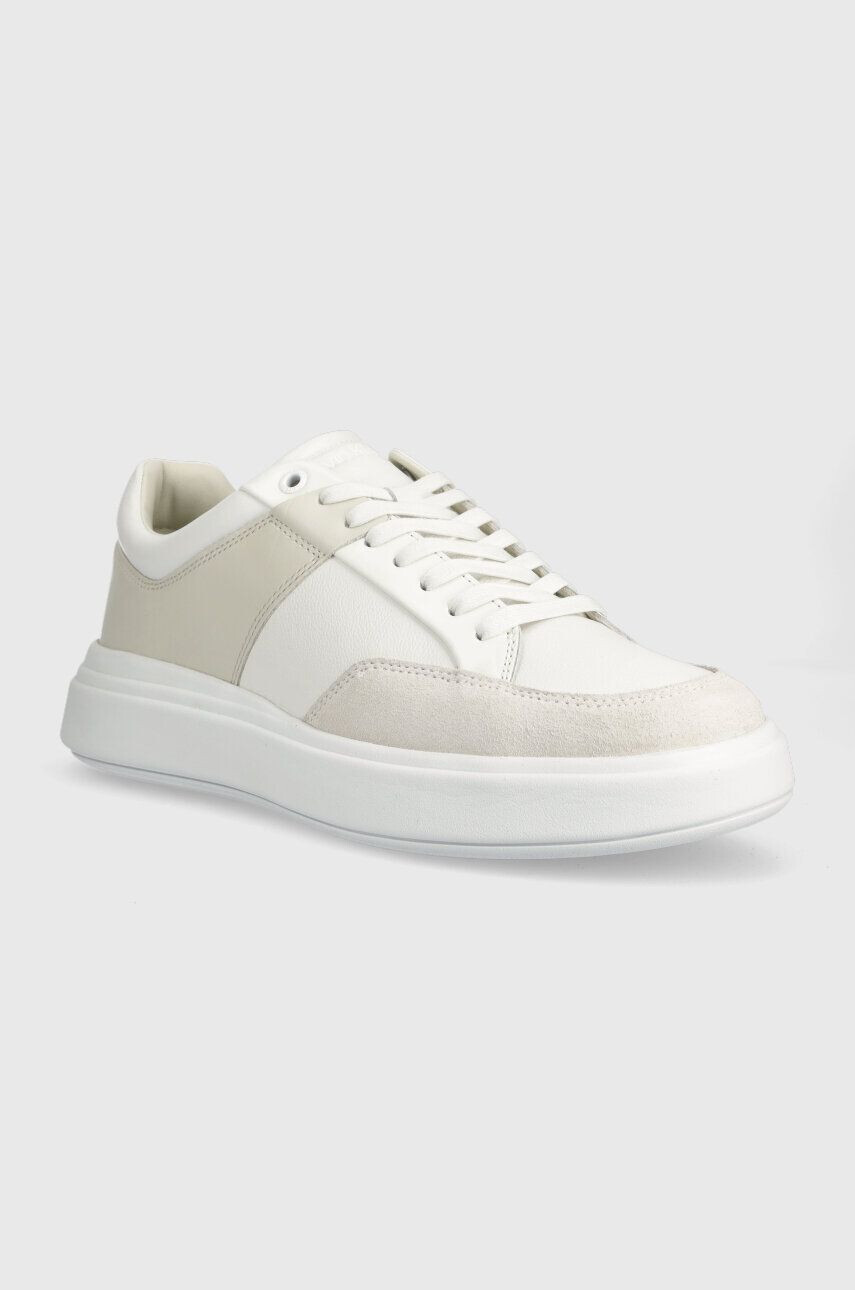 Calvin Klein Кожени маратонки LOW TOP LACE UP LTH в бяло HM0HM01047 - Pepit.bg