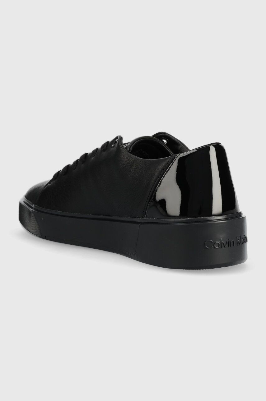 Calvin Klein Кожени маратонки Low Top Lace Up Lth/br в черно - Pepit.bg