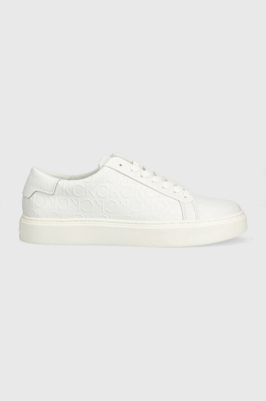 Calvin Klein Кожени маратонки LOW TOP LACE UP MONO HF в бяло HM0HM01068 - Pepit.bg