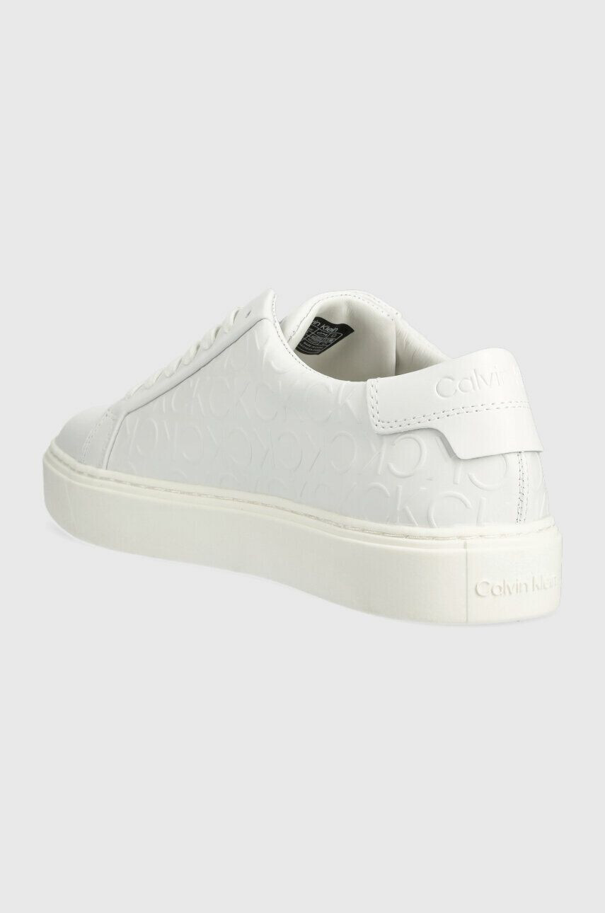 Calvin Klein Кожени маратонки LOW TOP LACE UP MONO HF в бяло HM0HM01068 - Pepit.bg