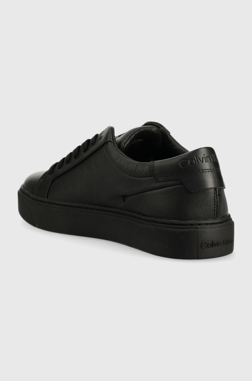 Calvin Klein Кожени маратонки LOW TOP LACE UP PB в черно HM0HM01019 - Pepit.bg