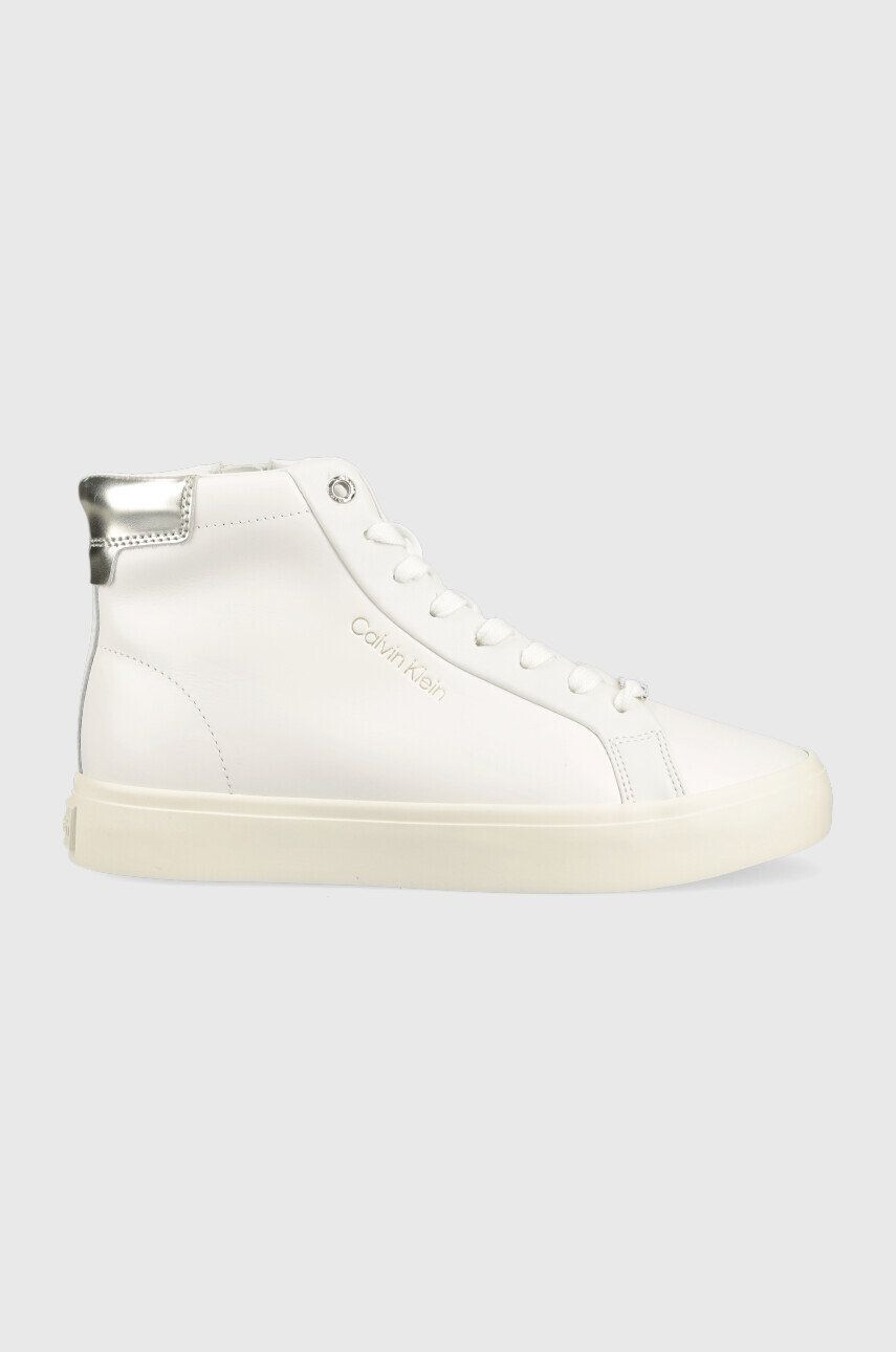 Calvin Klein Кожени маратонки Vulc High Top в бяло - Pepit.bg