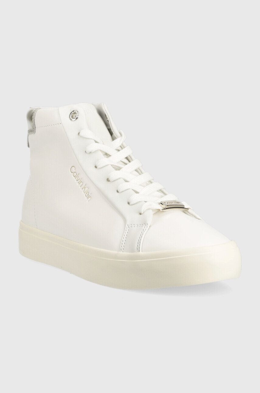 Calvin Klein Кожени маратонки Vulc High Top в бяло - Pepit.bg