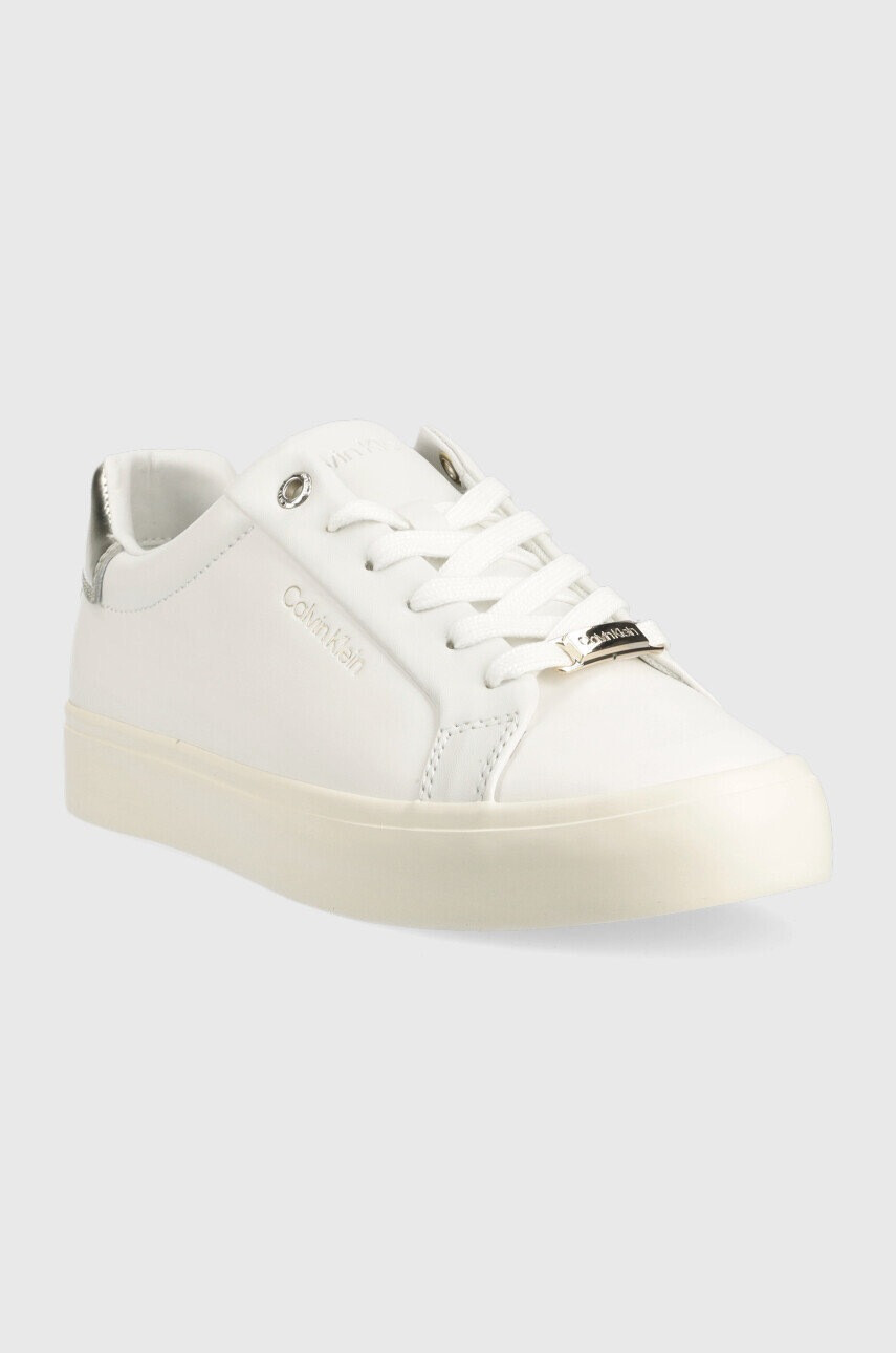 Calvin Klein Кожени маратонки Vulc Lace Up в бяло - Pepit.bg