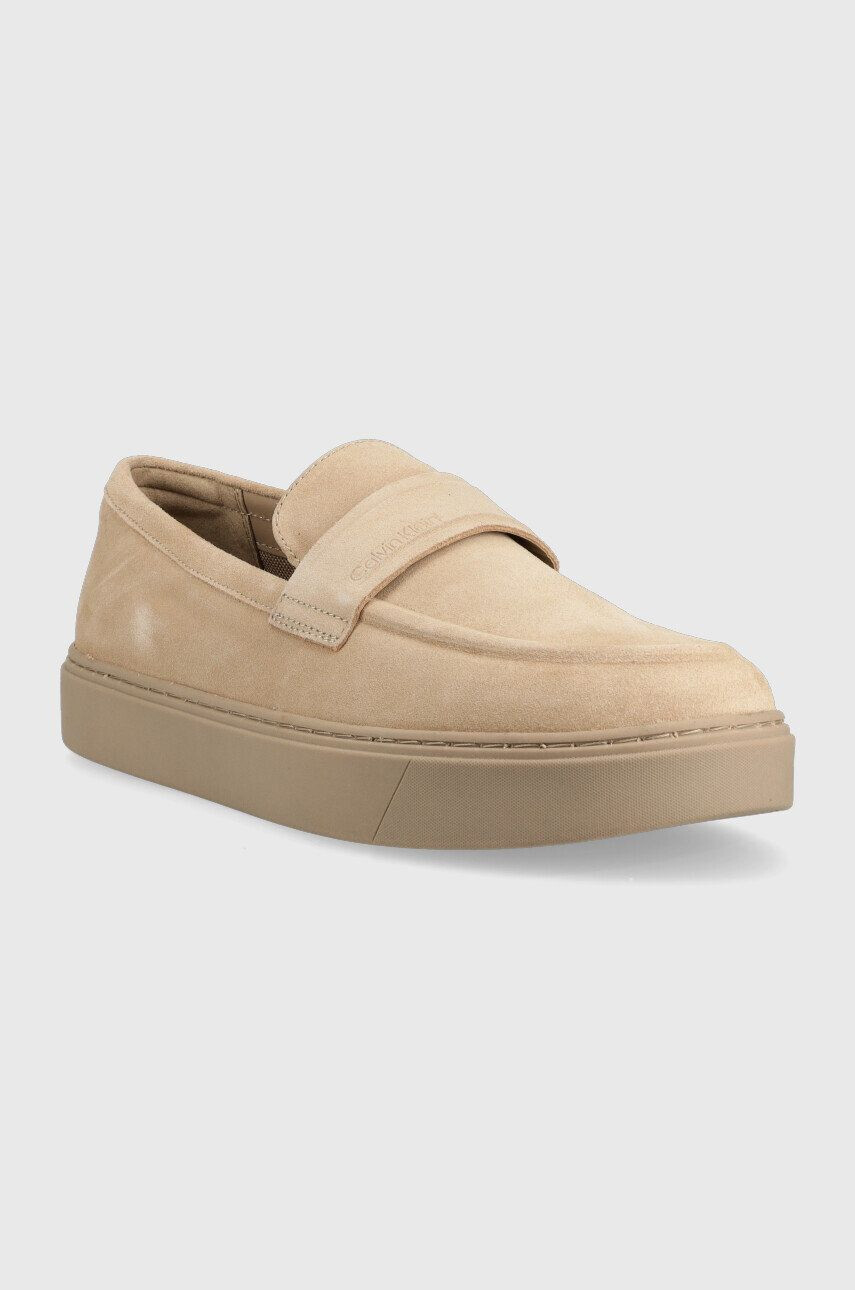 Calvin Klein Кожени мокасини HM0HM00991 LOW TOP MOC HYBRID SUE в бежово - Pepit.bg