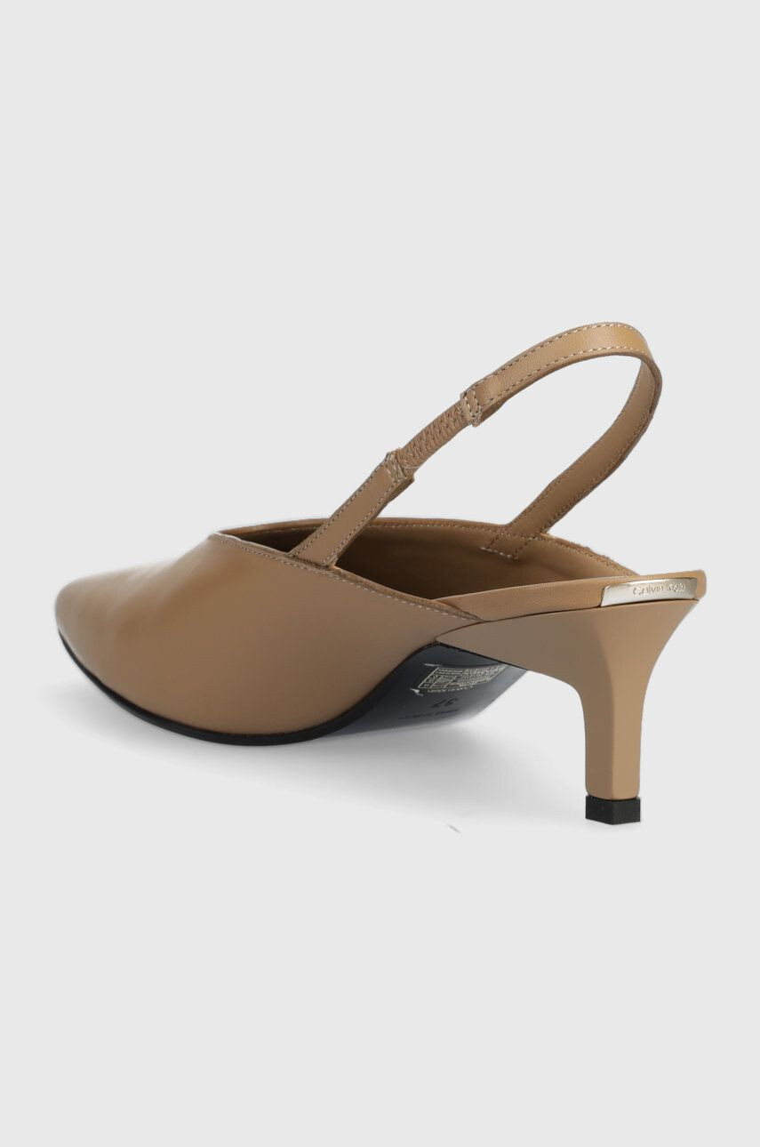 Calvin Klein Кожени обувки с висок ток HW0HW01345 GEO STIL SLINGBACK PUMP 50 в бежово с отворена пета - Pepit.bg