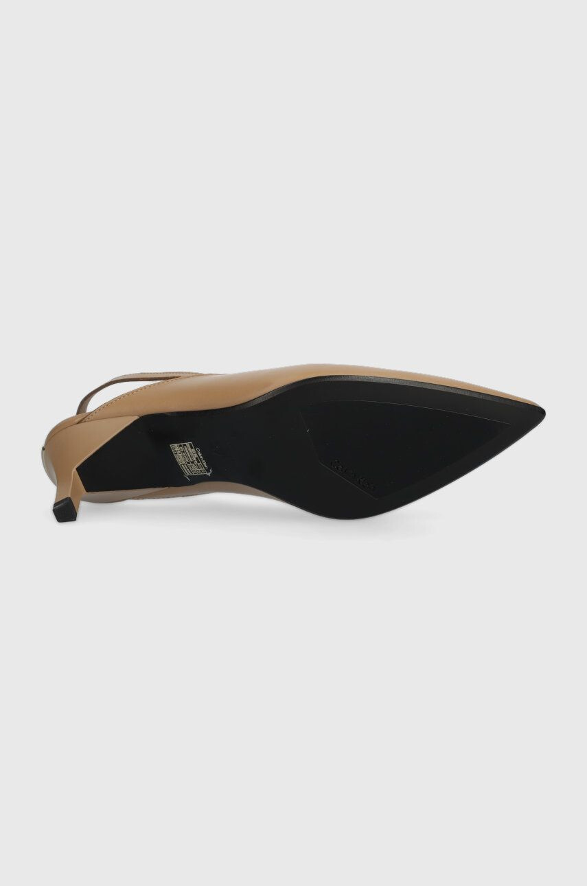 Calvin Klein Кожени обувки с висок ток HW0HW01345 GEO STIL SLINGBACK PUMP 50 в бежово с отворена пета - Pepit.bg