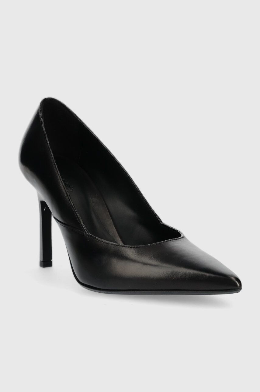 Calvin Klein Кожени обувки с висок ток HW0HW01346 GEO STILETTO PUMP 90 в черно - Pepit.bg