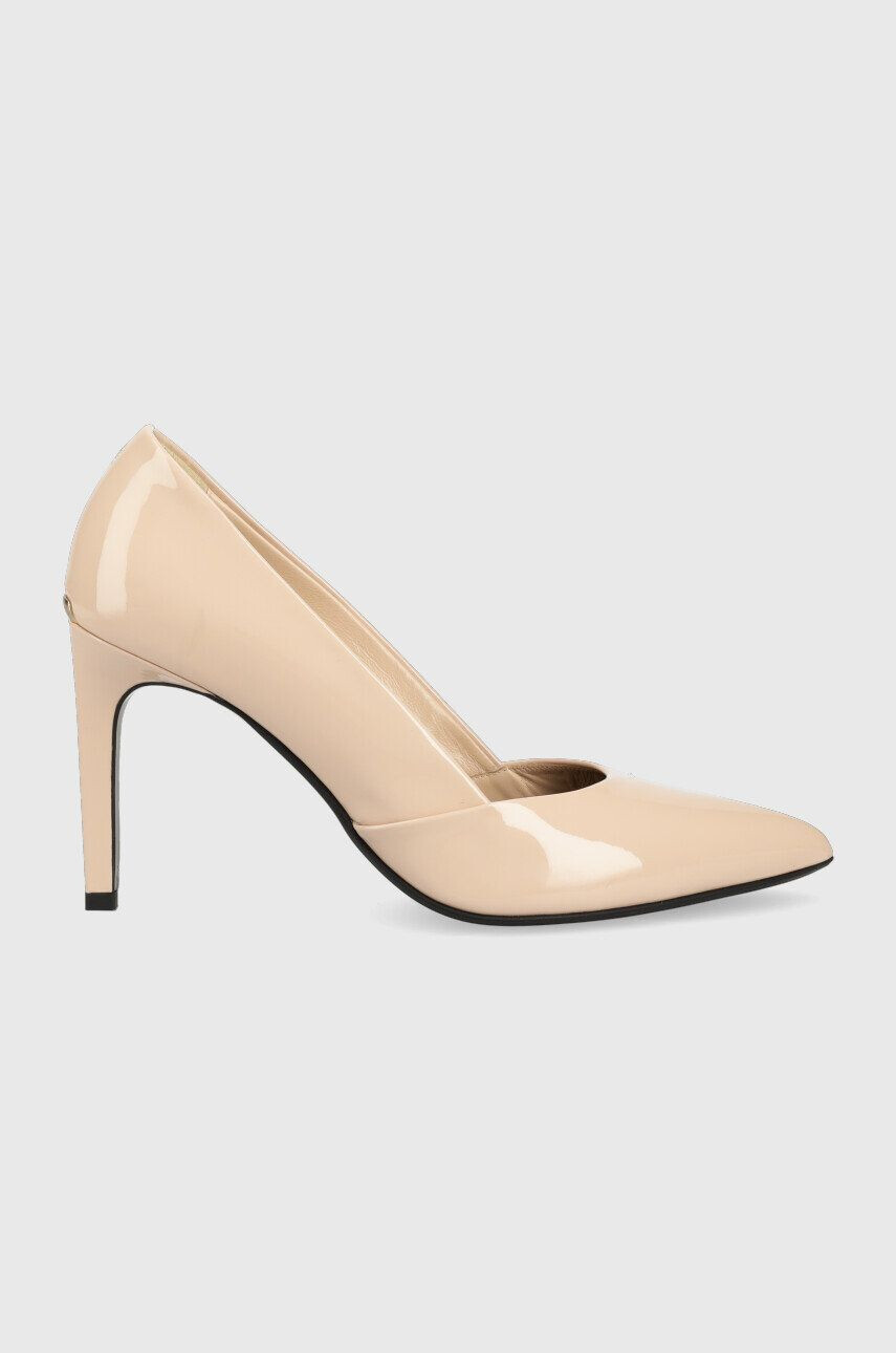 Calvin Klein Кожени обувки с висок ток HW0HW01633 STILETTO PUMP 90 - PATENT в бежово - Pepit.bg