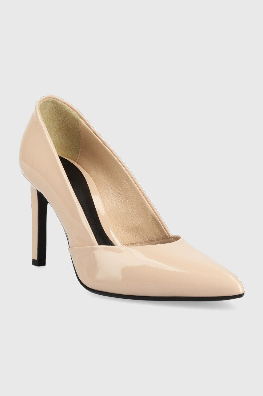 Calvin Klein Кожени обувки с висок ток HW0HW01633 STILETTO PUMP 90 - PATENT в бежово - Pepit.bg