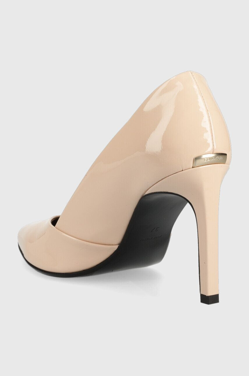 Calvin Klein Кожени обувки с висок ток HW0HW01633 STILETTO PUMP 90 - PATENT в бежово - Pepit.bg