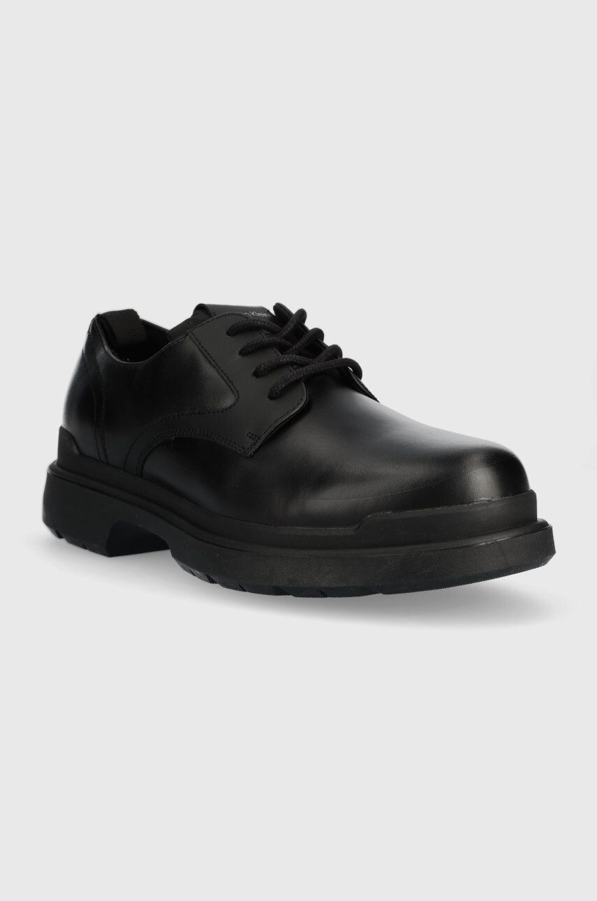 Calvin Klein Кожени половинки обувки Hm0hm00874 Low Top Lace Up Mix в черно - Pepit.bg