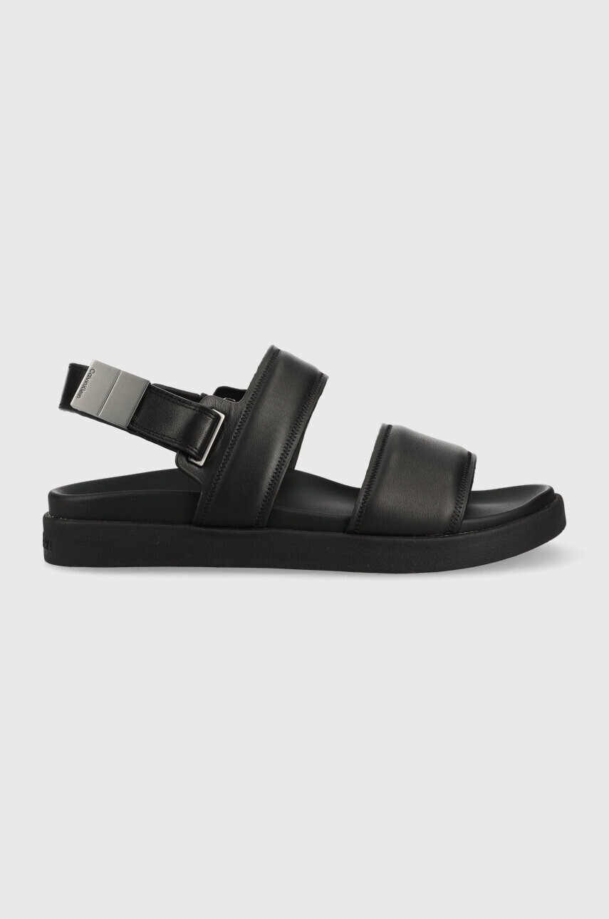 Calvin Klein Кожени сандали BACK STRAP SANDAL LTH в черно HM0HM00946 - Pepit.bg