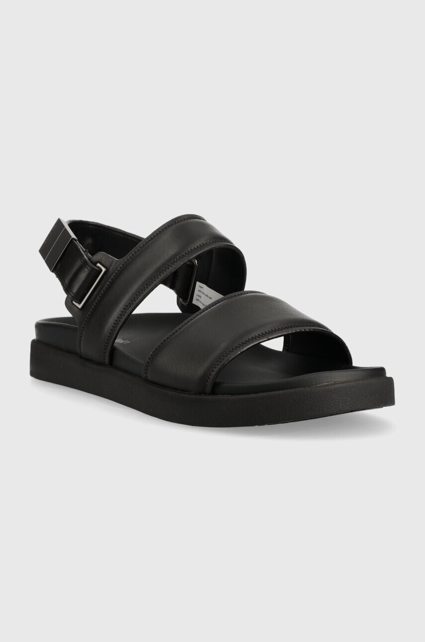 Calvin Klein Кожени сандали BACK STRAP SANDAL LTH в черно HM0HM00946 - Pepit.bg