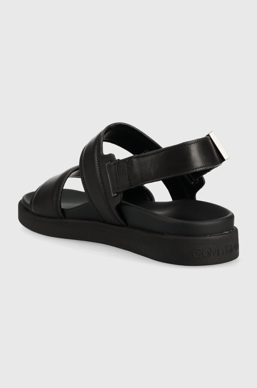 Calvin Klein Кожени сандали BACK STRAP SANDAL LTH в черно HM0HM00946 - Pepit.bg