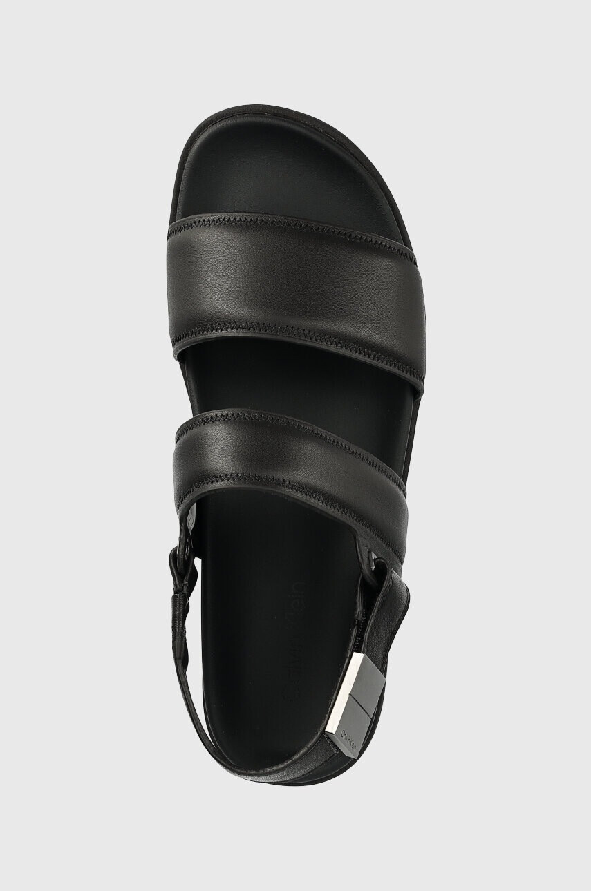 Calvin Klein Кожени сандали BACK STRAP SANDAL LTH в черно HM0HM00946 - Pepit.bg