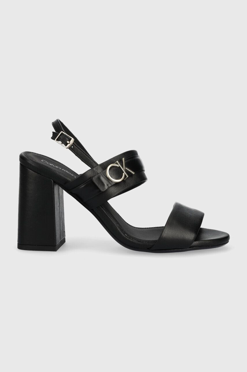 Calvin Klein Кожени сандали BLOCK HL SANDAL 85HH W/HW в черно HW0HW01486 - Pepit.bg