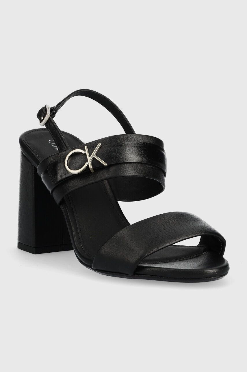 Calvin Klein Кожени сандали BLOCK HL SANDAL 85HH W/HW в черно HW0HW01486 - Pepit.bg