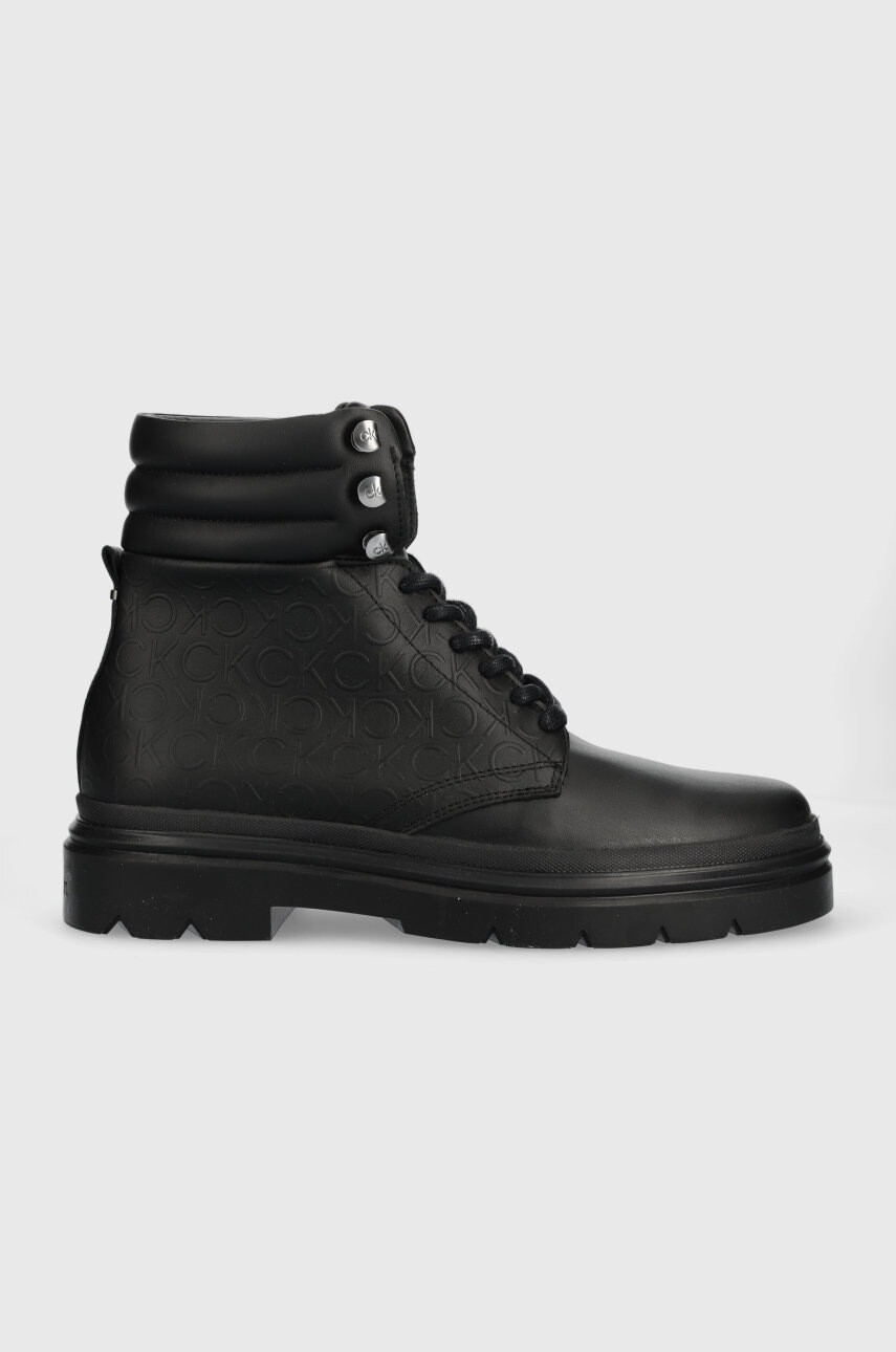 Calvin Klein Кожени туристически обувки Combat Boot Mono в черно - Pepit.bg