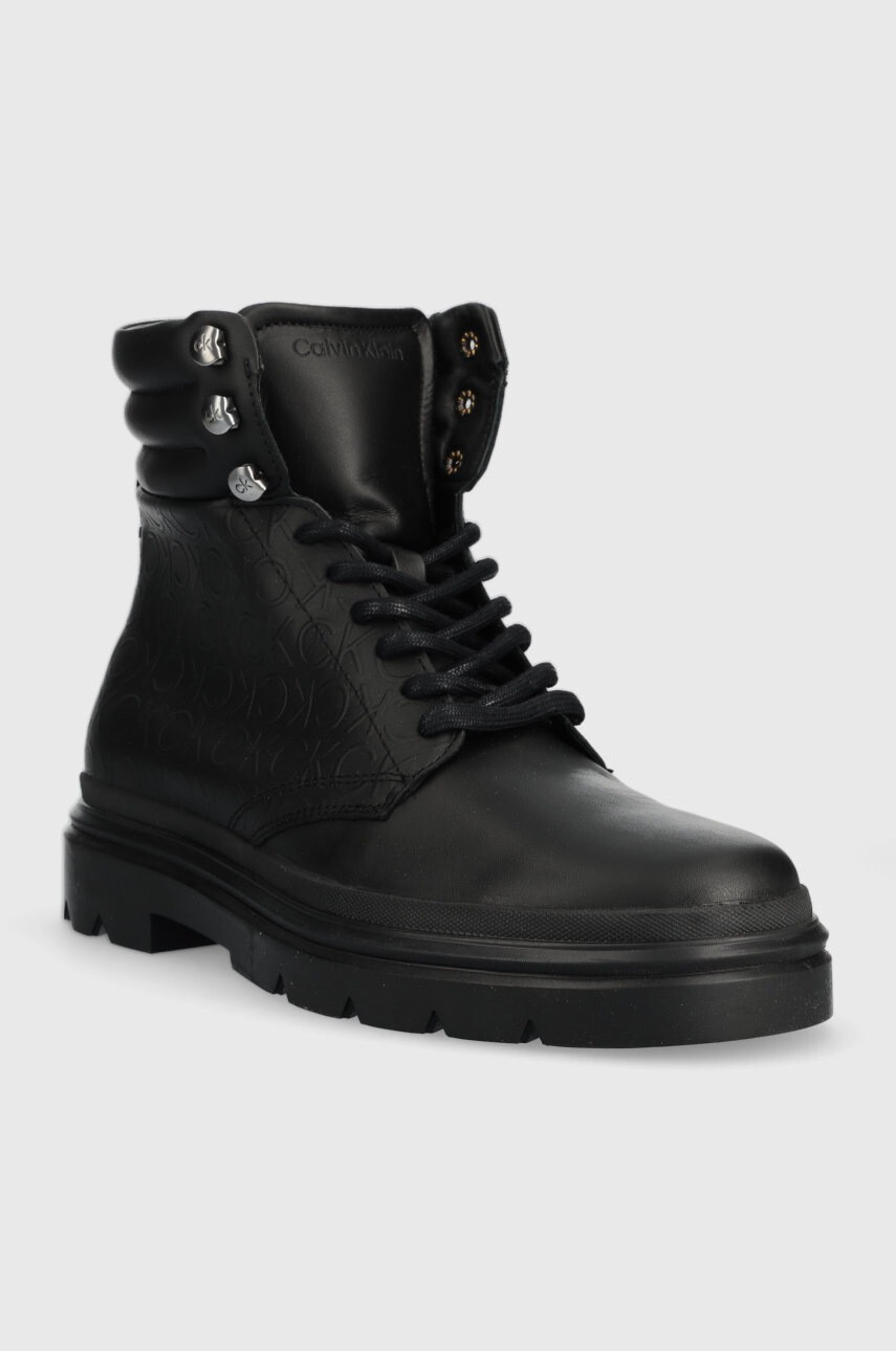 Calvin Klein Кожени туристически обувки Combat Boot Mono в черно - Pepit.bg