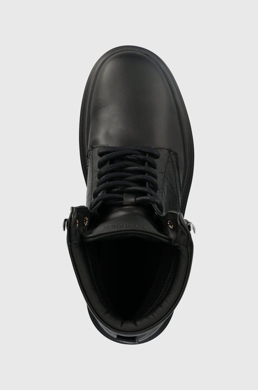 Calvin Klein Кожени туристически обувки Combat Boot Mono в черно - Pepit.bg
