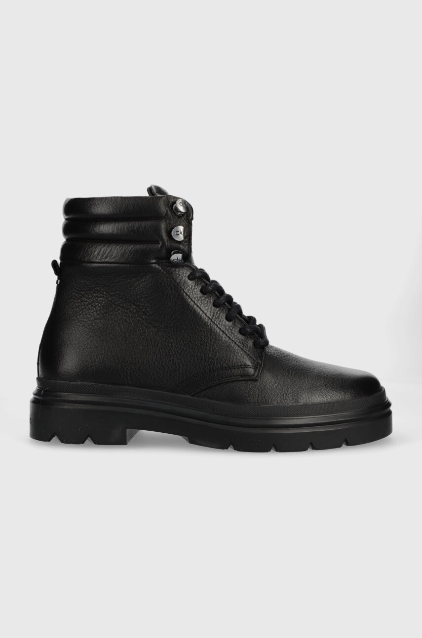 Calvin Klein Кожени туристически обувки Combat Boot Pb Lth в черно - Pepit.bg