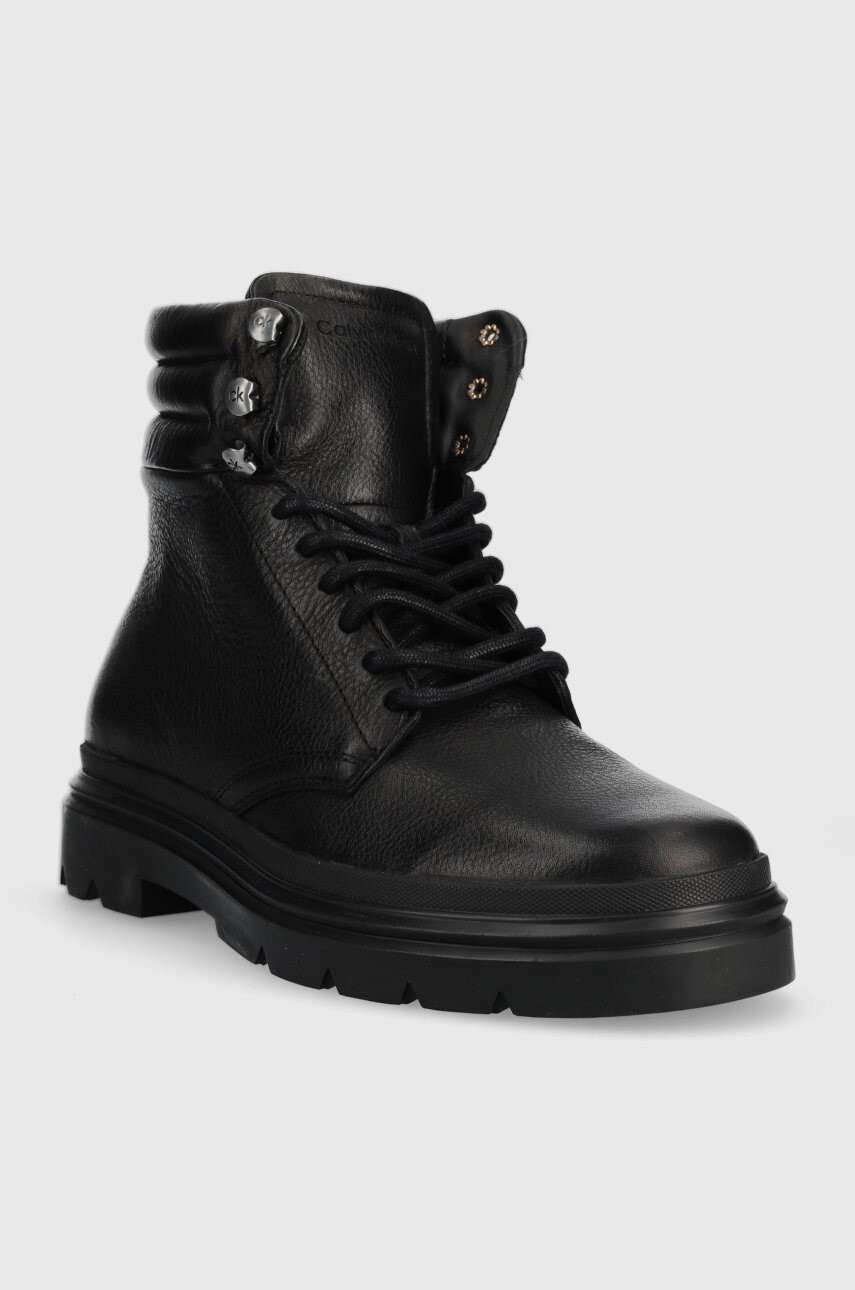 Calvin Klein Кожени туристически обувки Combat Boot Pb Lth в черно - Pepit.bg