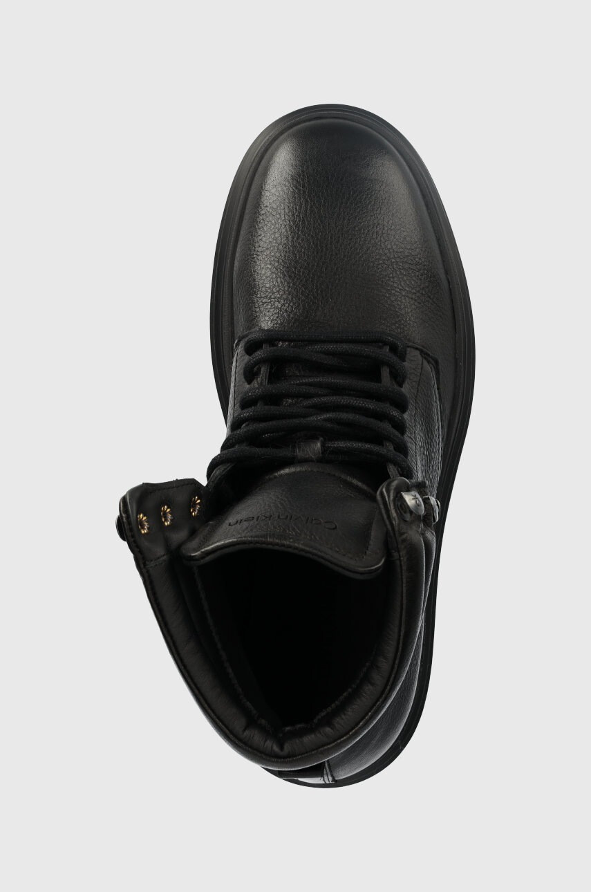 Calvin Klein Кожени туристически обувки Combat Boot Pb Lth в черно - Pepit.bg