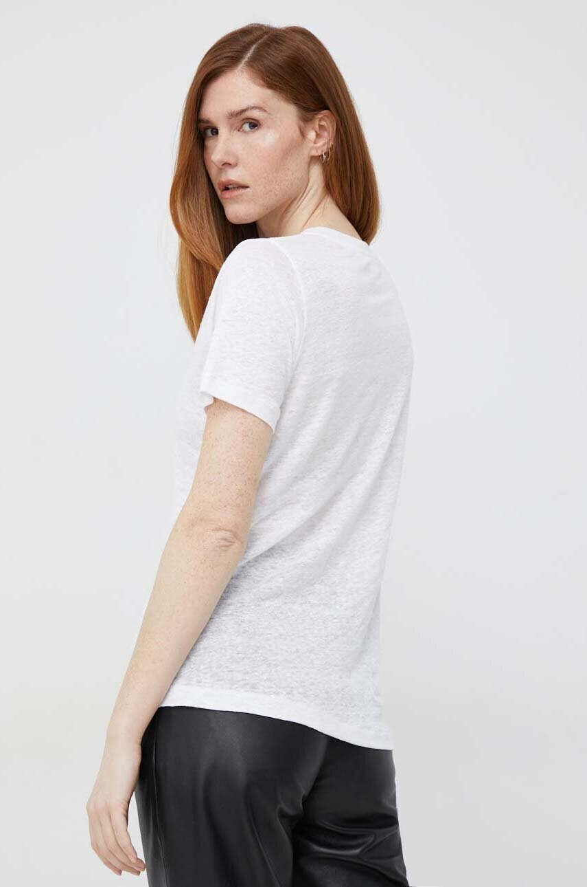 Calvin Klein Ленена тениска в бяло - Pepit.bg