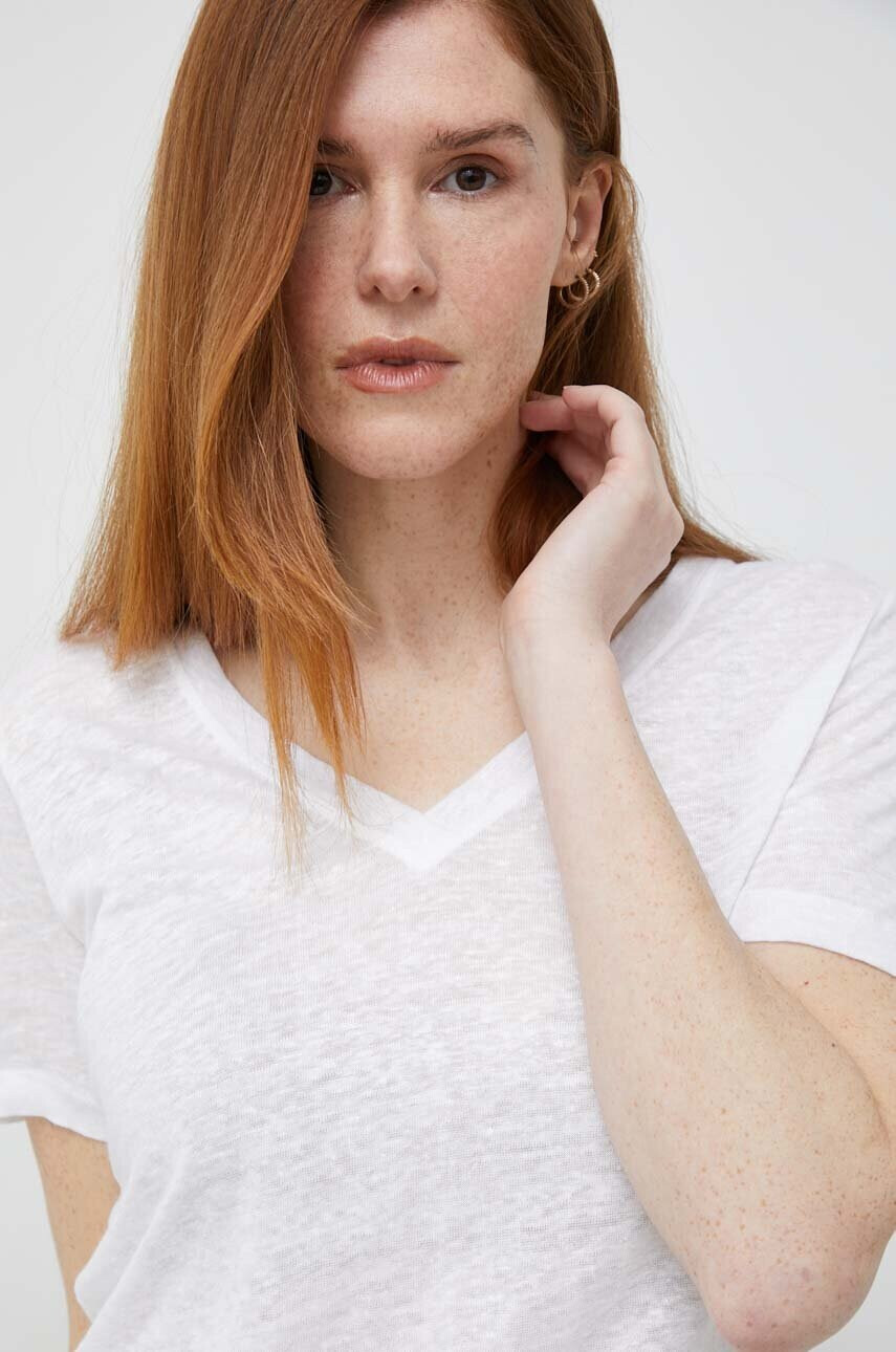Calvin Klein Ленена тениска в бяло - Pepit.bg