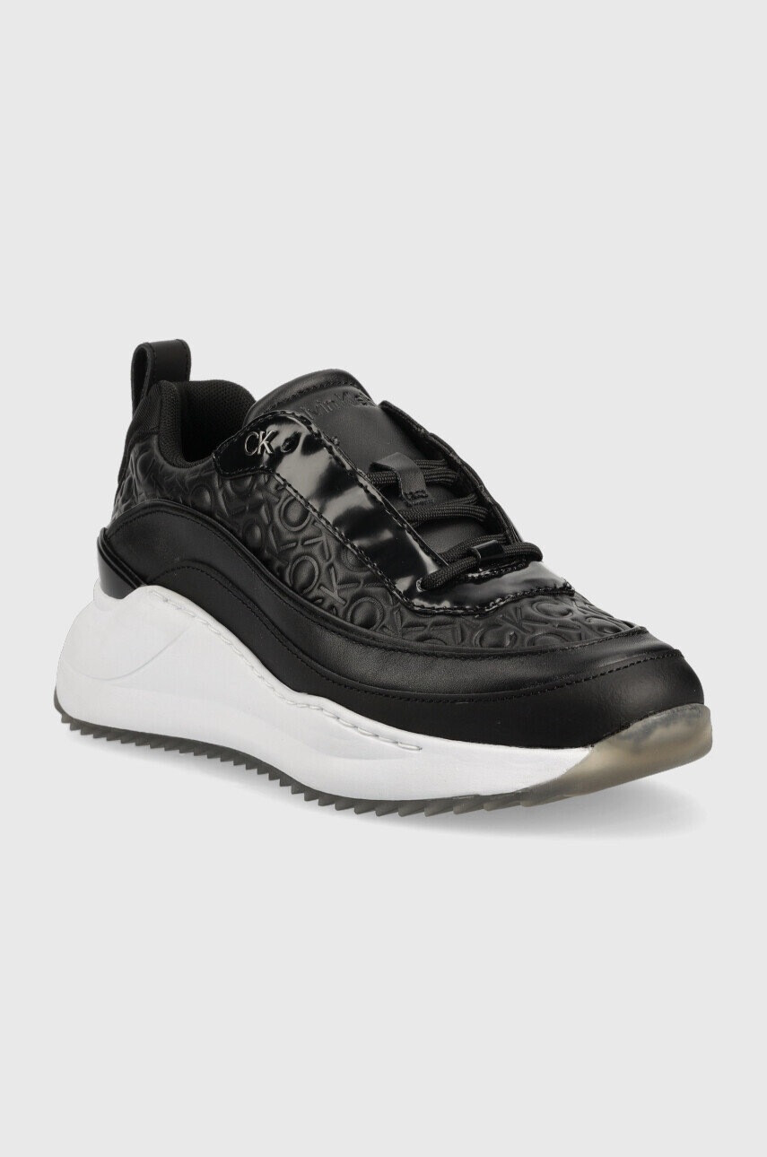 Calvin Klein Маратонки Hw0hw01376 Chunky Internal Wedge Mono Mix в черно - Pepit.bg