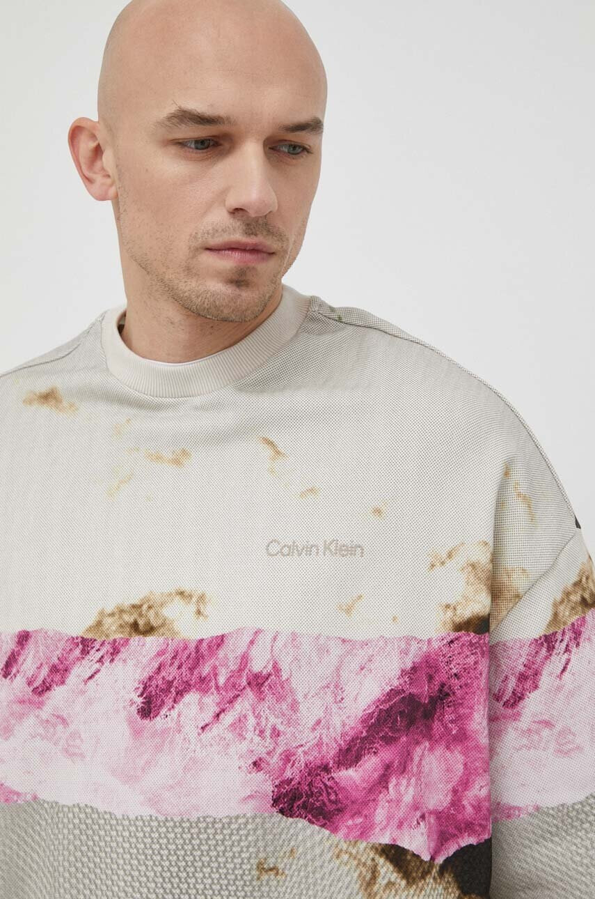 Calvin Klein Памучен суичър с десен - Pepit.bg